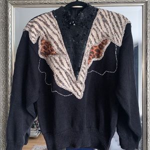 Vintage Bonnie and Bill by Holly Sweater, black